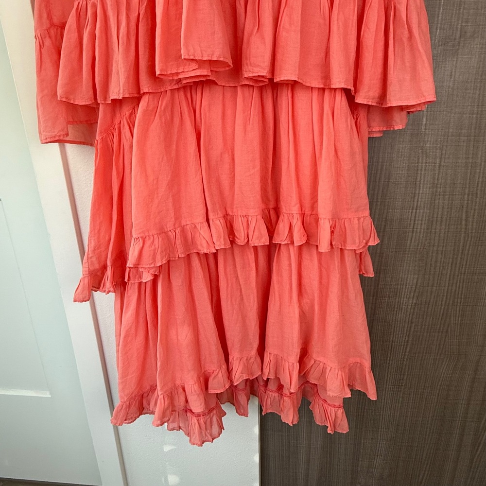 Devotion TWINS Coral Ruffled Midi Dress - Picture 7 of 14